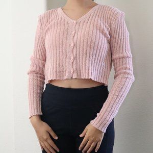 Oak + Fort Pink Cropped Long Sleeved Top